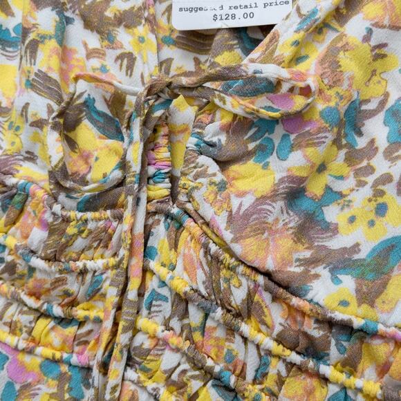 Free People Sz 6 Forget Me Not Dress Yellow Floral Print Mini Nwt - Picture 9 of 16
